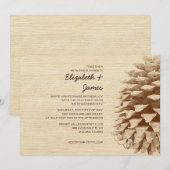 Rustic Pine Cone Wedding Invitations Kaart (Voorkant / Achterkant)