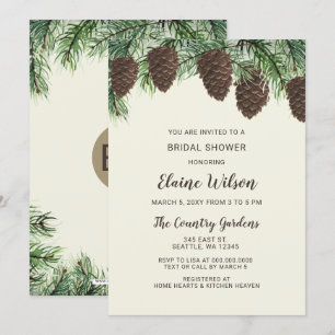 Rustic Pine cone Winter Wedding Vrijgezellenfeest Kaart