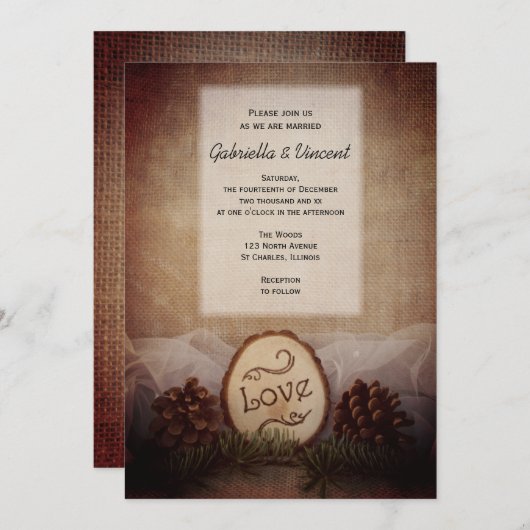 Rustic Pine Cones Bossen Weddenschap Kaart (Voorkant / Achterkant)