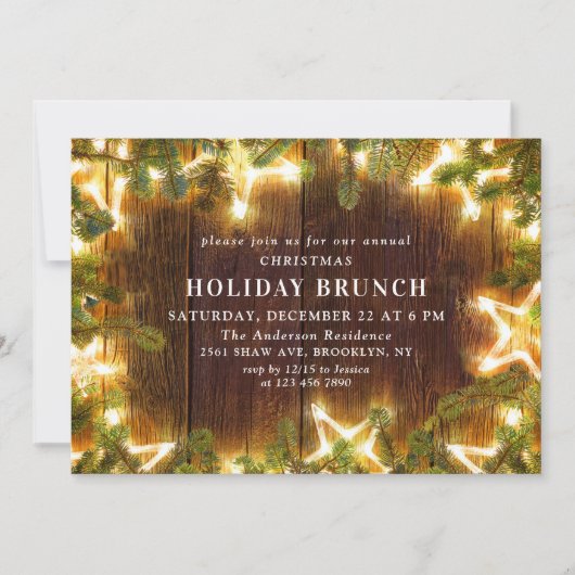 Rustic Pine Cones Branch HOLIDAY BRUNCH Kaart (Voorkant)