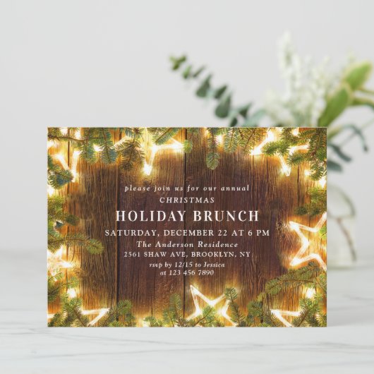 Rustic Pine Cones Branch HOLIDAY BRUNCH Kaart (Staand voorkant)