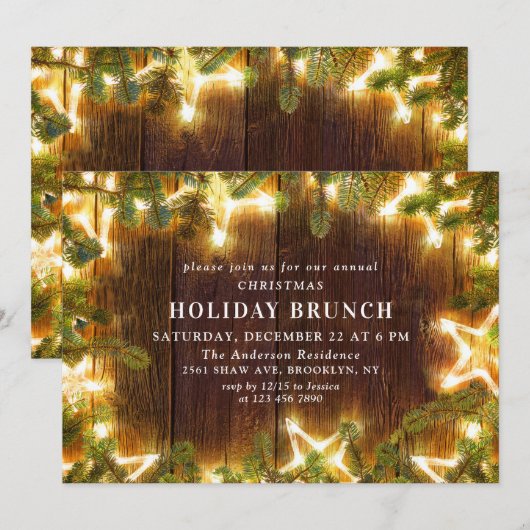 Rustic Pine Cones Branch HOLIDAY BRUNCH Kaart (Voorkant / Achterkant)