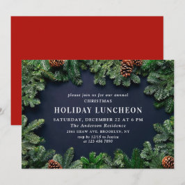 Rustic Pine Cones Branch HOLIDAY LUNCHEON Kaart