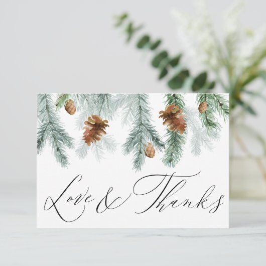 Rustic Pine Cones Branches Greenery Holiday Bedankkaart (Staand voorkant)