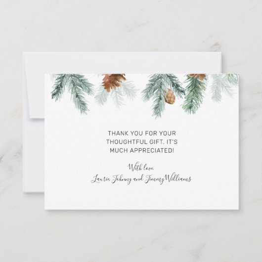 Rustic Pine Cones Branches Greenery Holiday Bedankkaart (Achterkant)