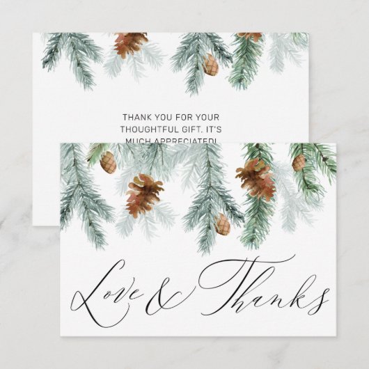 Rustic Pine Cones Branches Greenery Holiday Bedankkaart (Voorkant / Achterkant)