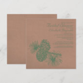 Rustic Pine Cones Bridal Shower Invitations Kaart (Voorkant / Achterkant)
