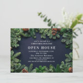 Rustic Pine Cones kerst Open House Kaart (Staand voorkant)