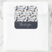 Rustic Pine Cones Waterverf Patroon Dank u Vierkante Sticker (Tas)