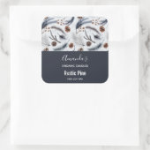 Rustic Pine Cones Waterverf Patroonkaars Vierkante Sticker (Tas)