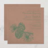 Rustic Pine Cones Wedding Invitations Kaart (Voorkant / Achterkant)