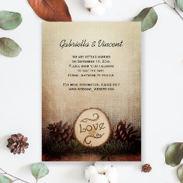 Rustic Pine Cones Woodland Wedding Save the Date