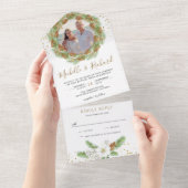 Rustic Pine Cones Wreatfoto kerstbruiloft All In One Uitnodiging (Afscheurbaar)