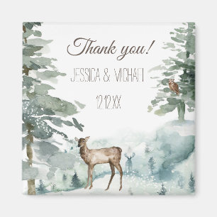 Rustic Pine Deer Owl Mountain Hartelijk dank Magneet