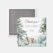 Rustic Pine Deer Owl Mountain Thank You Magneet (Voorkant / Achterkant)