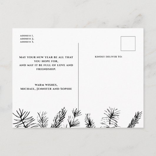 Rustic Pine Elegant Typography 2 Foto's Kerstmis Feestdagenkaart (Achterkant)