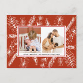 Rustic Pine Elegant Typography 2 Foto's Kerstmis Feestdagenkaart (Voorkant)