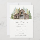 Rustic Pine Forest Barnyard Save the Date Card Bedankkaart (Voorkant)
