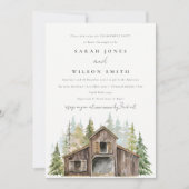 Rustic Pine Forest Barnyard Verloving Invite Bedankkaart (Voorkant)