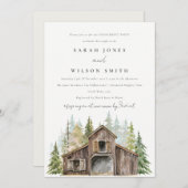 Rustic Pine Forest Barnyard Verloving Invite Bedankkaart (Voorkant / Achterkant)
