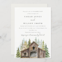 Rustic Pine Forest Barnyard Verloving Invite Bedankkaart