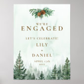 Rustic Pine Forest Engagement Party Welkomstbord Poster (Voorkant)