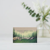 Rustic Pine Forest Herd of Sheep Green Meadow Visitekaartje (Staand voorkant)