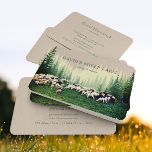 Rustic Pine Forest Herd of Sheep Green Meadow Visitekaartje
