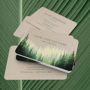 Rustic Pine Forest Logo Faux Kraft Visitekaartje