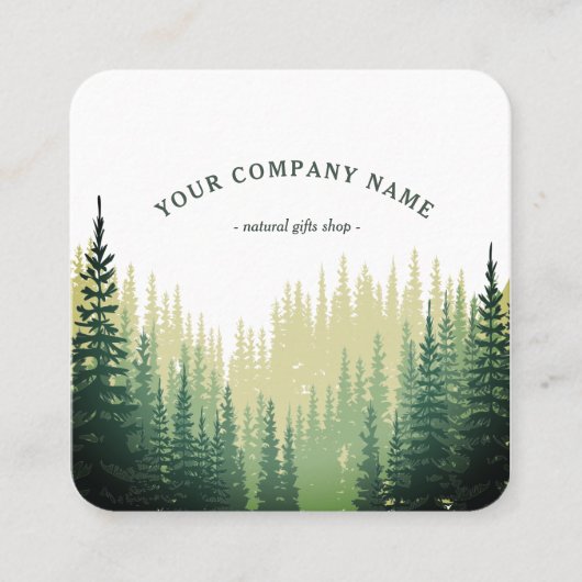 Rustic Pine Forest Logo Vierkante Visitekaartje (Voorkant)