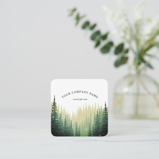 Rustic Pine Forest Logo Vierkante Visitekaartje (Staand voorkant)