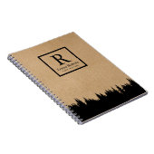 Rustic Pine Forest Monogram  Kraft Notitieboek (Rechterzijde)
