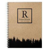 Rustic Pine Forest Monogram  Kraft Notitieboek (Voorkant)