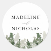Rustic Pine Forest Personalized Wedding Ronde Sticker (Voorkant)