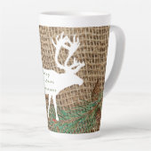 Rustic Pine Forest Reindeer Kerstmis Latte Mok (Rechterhoek)