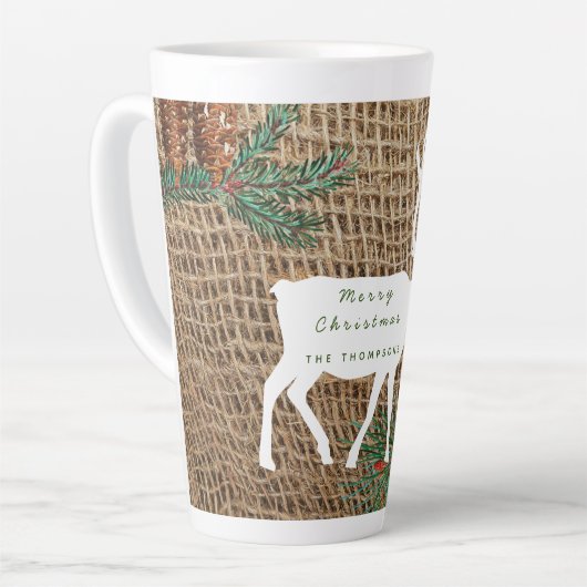 Rustic Pine Forest Reindeer Kerstmis Latte Mok (Linkerhoek)