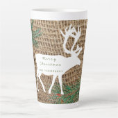 Rustic Pine Forest Reindeer Kerstmis Latte Mok (Voorkant)