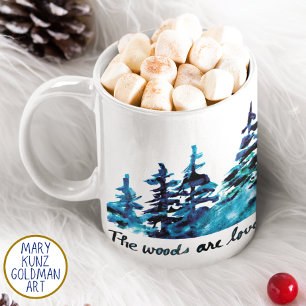 Rustic Pine Forest Robert Frost Waterverf Poetry Koffiemok