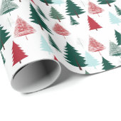 Rustic Pine Forest Scandi Christmas Trees Pattern Cadeaupapier (Rol Hoek)