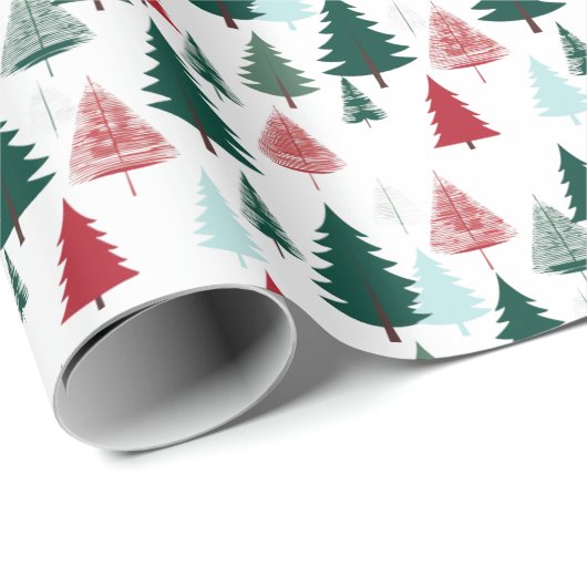 Rustic Pine Forest Scandi Christmas Trees Pattern Cadeaupapier (Rol Hoek)