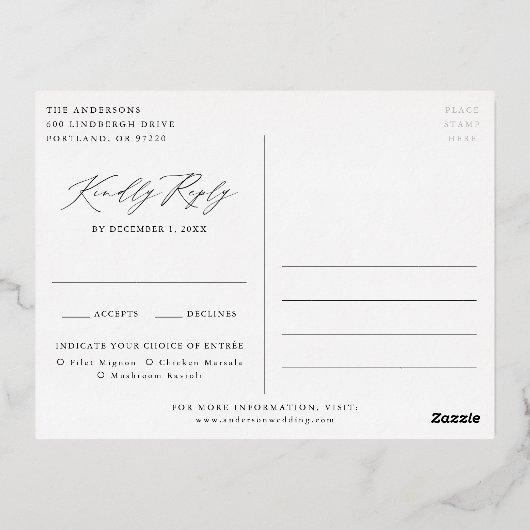 Rustic Pine Forest Wedding Folie Uitnodiging Briefkaart (Achterkant)