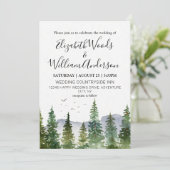 Rustic Pine Forest Wedding Kaart (Staand voorkant)
