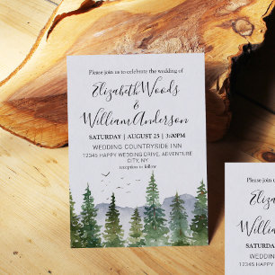 Rustic Pine Forest Wedding Kaart
