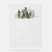 Rustic Pine Forest Wedding Welkom Acryl Bord (Voorkant)