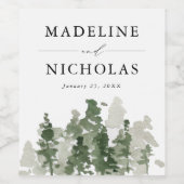 Rustic Pine Forest Wedding Wijn Etiket (Enkel label)