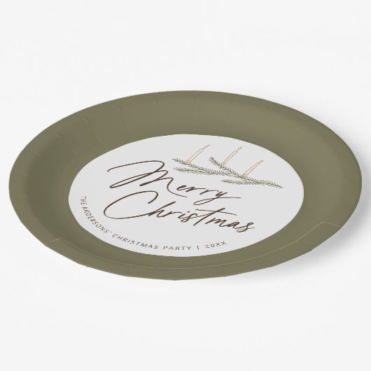 Rustic Pine Gepersonaliseerd Kerstfeest Papieren Bordje (Gekanteld)