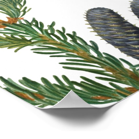 Rustic Pine Greenery Wedding Seating Chart Poster (Hoek)