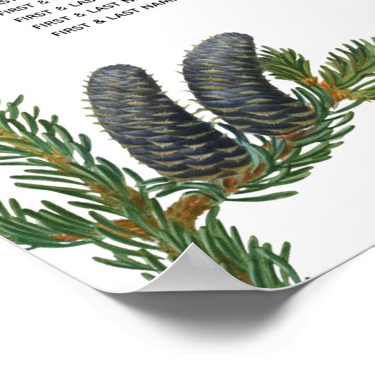 Rustic Pine Greenery Wedding Seating Chart Poster (Hoek)