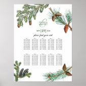 Rustic Pine Greenery Wedding Seating Chart Poster (Voorkant)