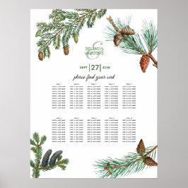 Rustic Pine Greenery Wedding Seating Chart Poster
